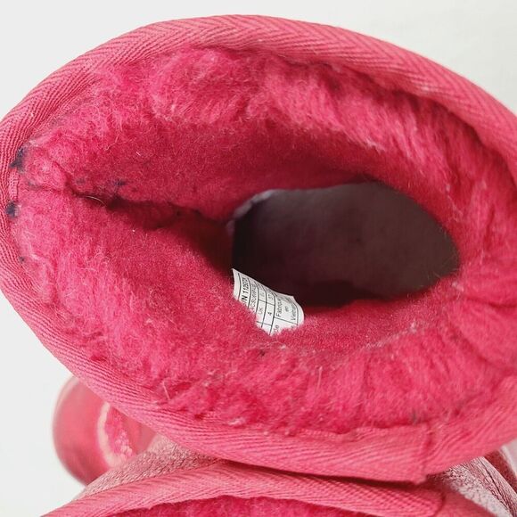 Ugg Classic II‎ Boots 5 Red Shimmer Leather Wool Shearling Lined Pull-On - Picture 8 of 11